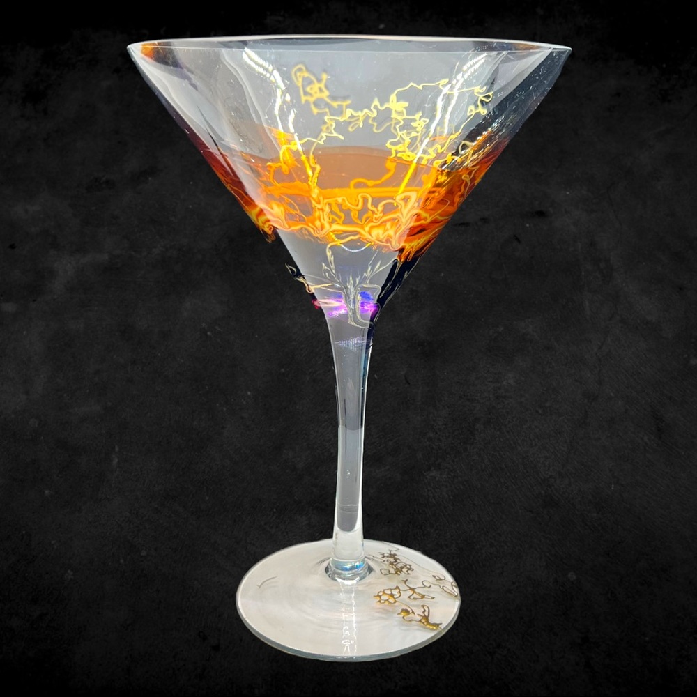 Gorgeous Vintage Euroglass Mouthblowed Hand Crafted Romania Martini Stemware - Picture 2 of 13